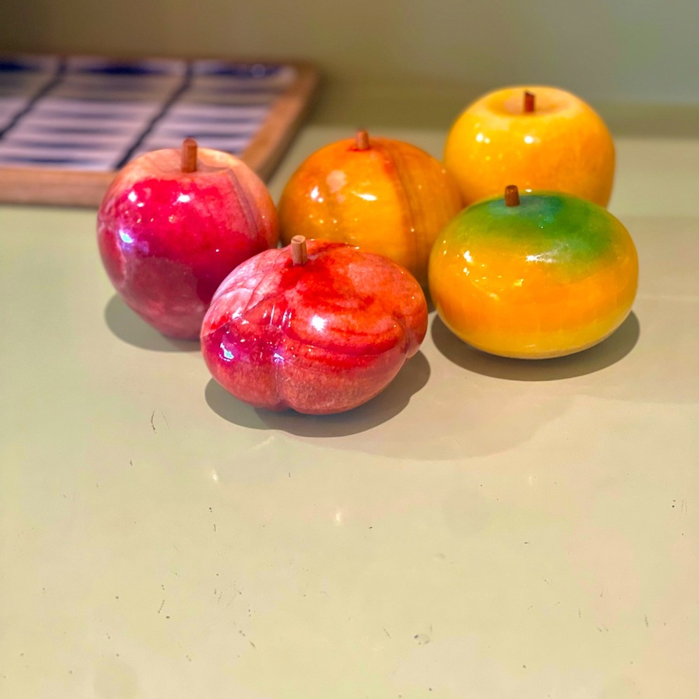 Vintage Alabaster Marble Apple Stone Fruit Italian ~